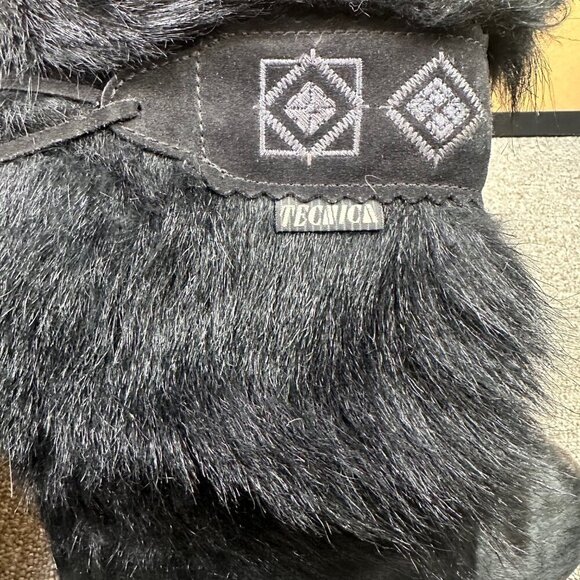 Tecnica Skandia Apres Ski Skiing Goat Hair Black Winter Fur Boots Size 7 Women - Picture 8 of 8